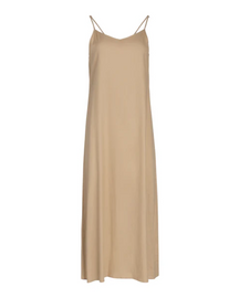 Point Linen A-Line Slip Dress Sand