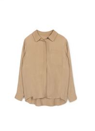 Point Brushed Oversized Button Up Sand
