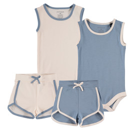 Baby Solid Tanktop Bodysuit Shorts Set