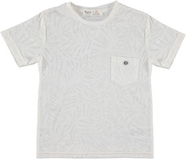 Boys Side Packet S/S Off White Patterned Tee