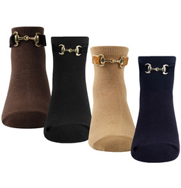 Girls Gold Buckle Ankle Sock