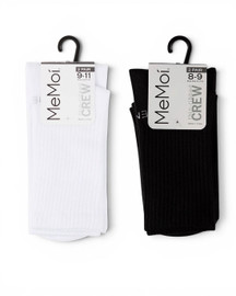 Thin Ribbed Crew Socks 2 Pack