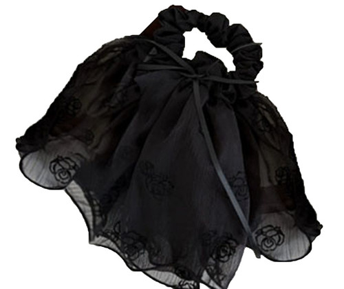 Girls Black Embroidery Pony W/ Tails  (C03-4-4224)