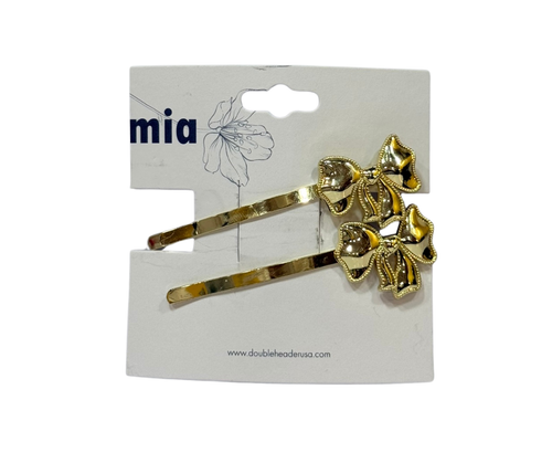 Girls Gold Bow Bobby Pin (B06-5-3230)