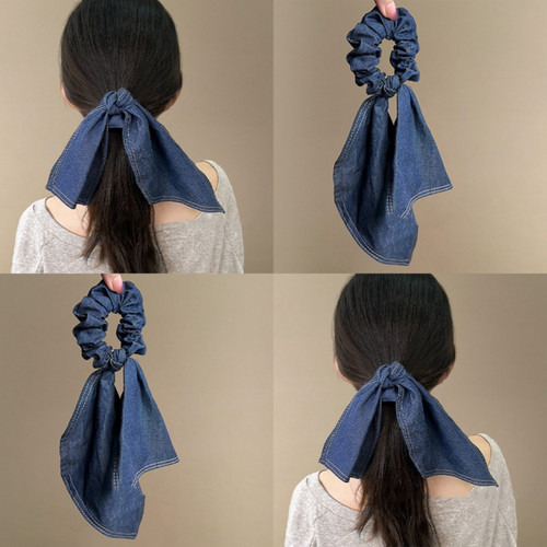 Hair Scrunchy Scarf Dark Denim Wash Lightweight (HC2503022)