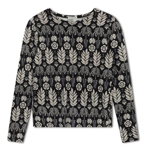 Point Printed Jersey Crew Tropical Motifs