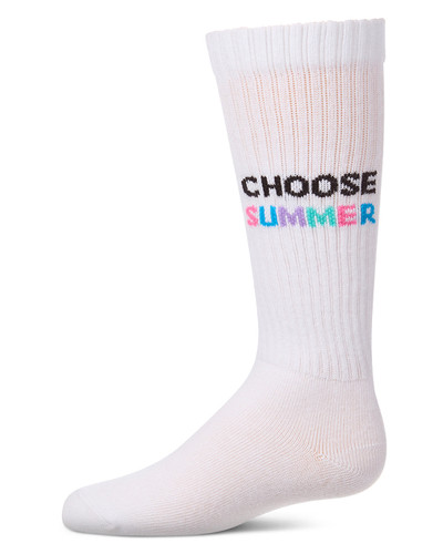 "Choose Summer" Ribbed Cotton Blend Knee High Sock