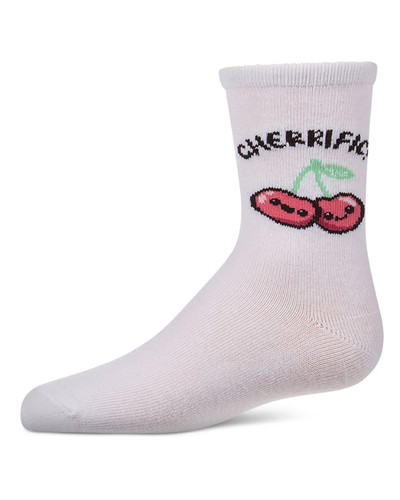 Kids Unisex "Cherrific" Cotton-Rich Mini-Ribbed Novelty Crew Sock