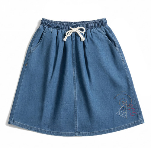 Embroidered Denim Skirt