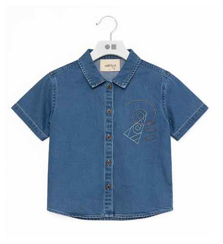 Embroidered Denim Polo