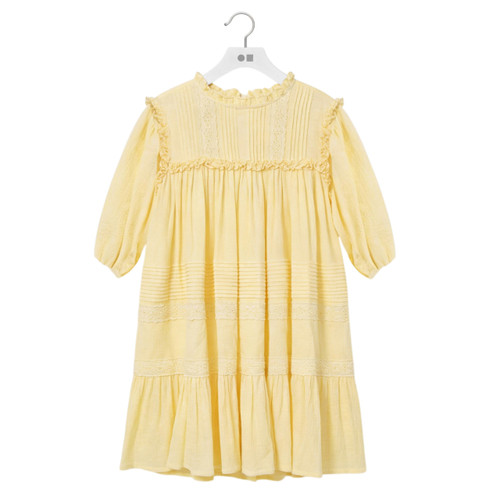 Cotton Eyelet Lace 3/4 Sleeve Dress
