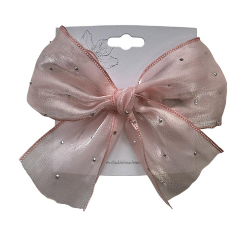 Sheer Rhinestone Bow Hair Clip