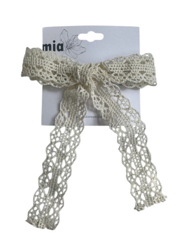 Skinny Crochet Lace Bow Hair Clip