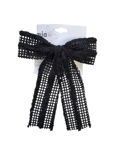 Crochet Fishnet Bow Hair Clip