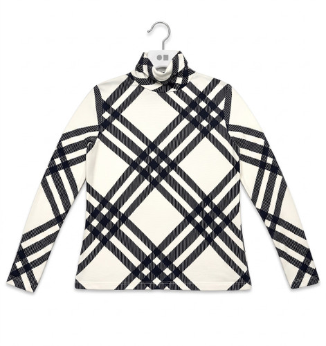 Diagonal  Plaid Turtleneck Tee