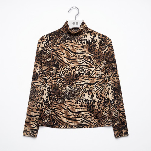 Cheetah Print Mockneck Long Sleeve