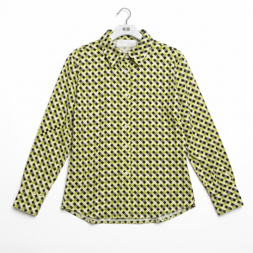 Lime Diagonal Check Knit Buttondown Shirt