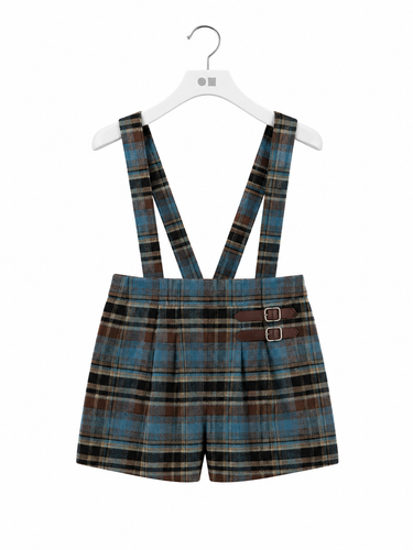 Plaid Suspender Shorts