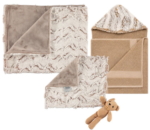 Delore Luxe Cuddle Snowy Owl Ivory-Tan/Solid Taupe Set
