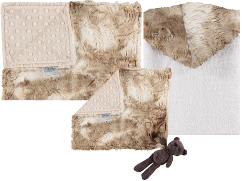 Delore Baby Luxe Marble Brown / Minky Dot Latte Set