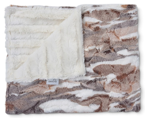 Luxe Snowy Sierra Brown Mix / Stripe Cream Blanket