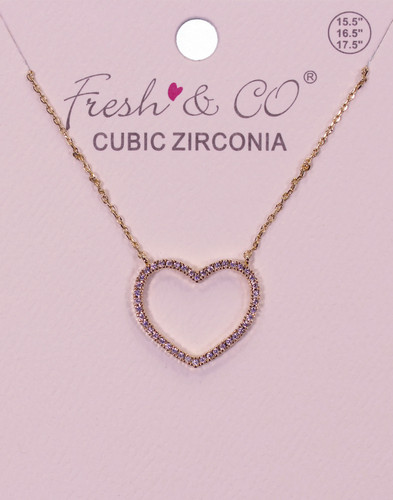 Fresh & Co Gold Dipped CZ Heart Necklace