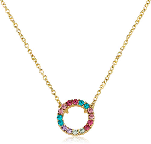 LMTS Girls Multicolor CZ Open Circle Necklace - NE4248B-M-GP