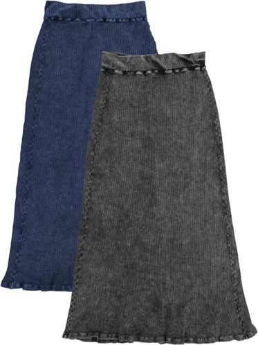 Kiki Riki Womens Thick Ribbed Stonewash Long Straight Skirt - 41935