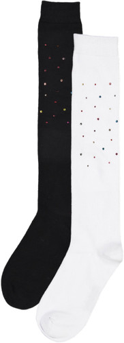 Memoi Girls Rhinestone Heart Knee Sock - MKF-7057