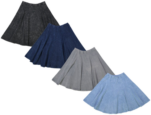 Womens/Teens 25" Stonewash Panel Skirt