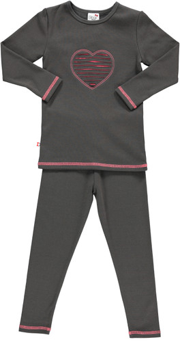 Blinqi Shredded Shapes Pajama Set - Grey w/ Hot Pink Heart - BLQ-720