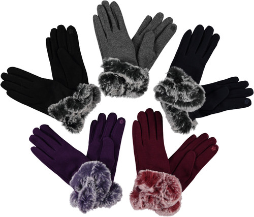 Womens Gloves Fur Cuff Thermal-GL105