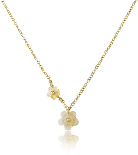 Girls 14K Gold Plated Acrylic Frosted Flowers Chain Necklace - NE4512B-GP