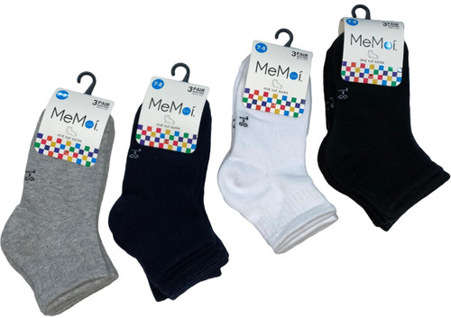 Memoi Boys Girls Thin Ribbed Mid-Cut Socks 3 Pack - MK-563
