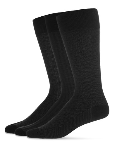 Assorted 3PP Men's Mercerized Cotton Socks Black