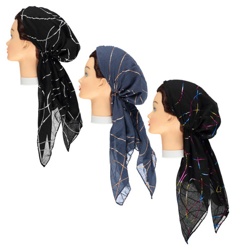 Foil Swirls Pre-tied Headscarves