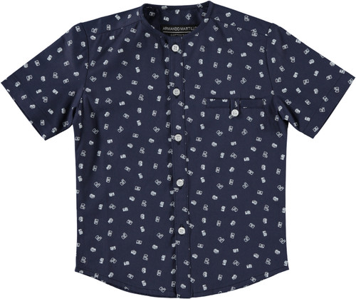 Boys No Collar SS Printed Shirt