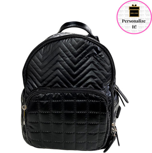 Bari Lynn MINI Black Quilted Chevron Backpack