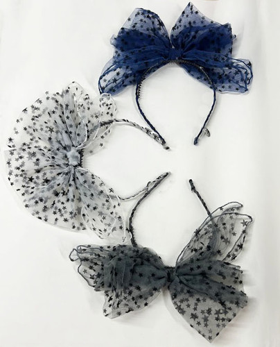 Dacee Girls Tulle with Velvet Stars Bow Headband