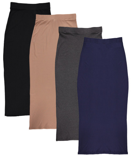 Women's Ribbed Maxi Pencil Skirt