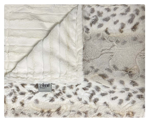 Taupe Arctic Lynx & Cream Stripe Blanket