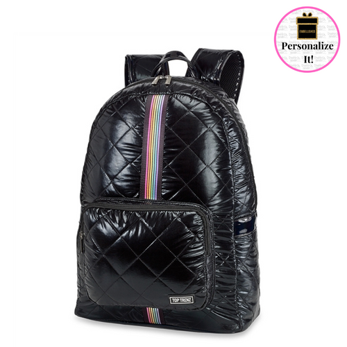 Top Trenz Black Puffer Backpack W/ Track Stripe