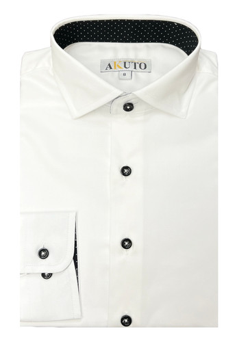 Boys Dotted Contrast L/S Dress Shirt