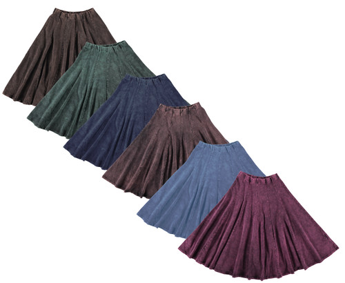 Women/Teen 32 Inches Midi Stonewash Panel Skirt 