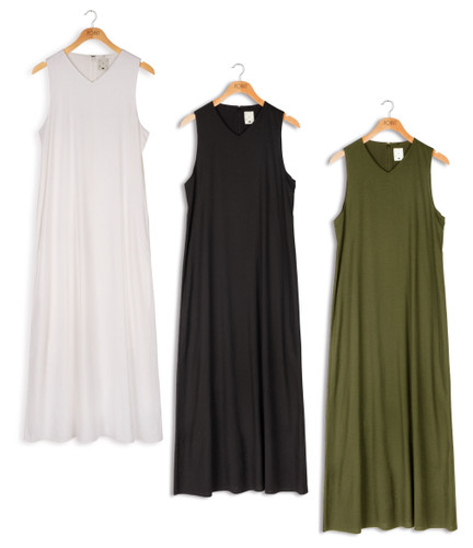 Women/Teens A-line V-neck Stretch Linen Dress