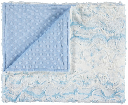 Luxe Cuddle Snowy Owl Sky/Minky Dot Light  Blue Blanket
