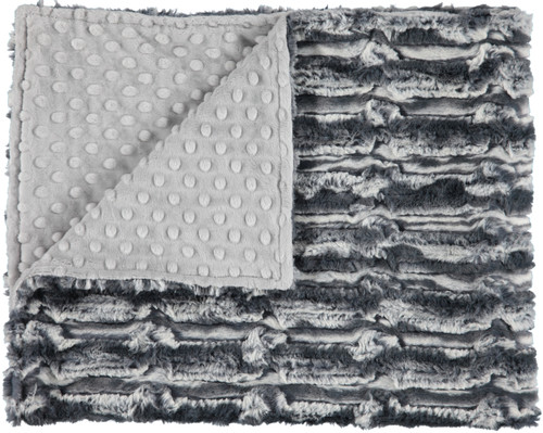 Lapin Charcoal/Minky Dot Platinum Blanket