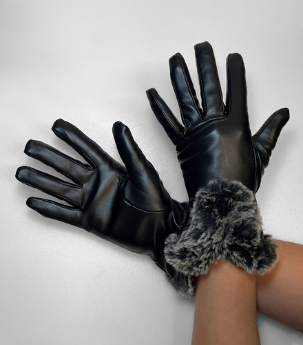 Woman's Leather Gloves w/Rabbit Fur