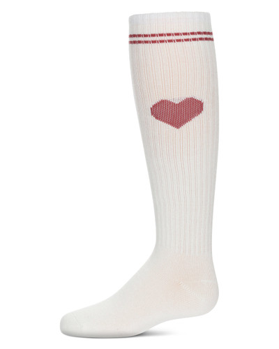 Girls Thin Ribbed Heart Knee High