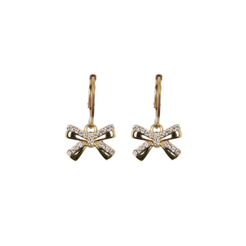 Gold & CZ Edge bow Crystal Earrings  ER-6116